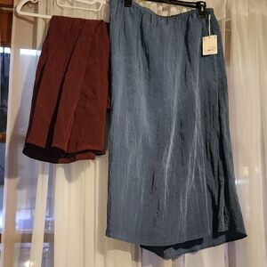 a.n.a Blue and Brown Midi Skirt Set